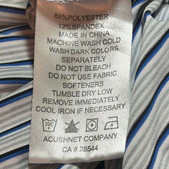 FootJoy Lisle Multi Stripe Self Collar Grey Golf Polo Grey/Royal/Black L Large - Picture 8 of 9